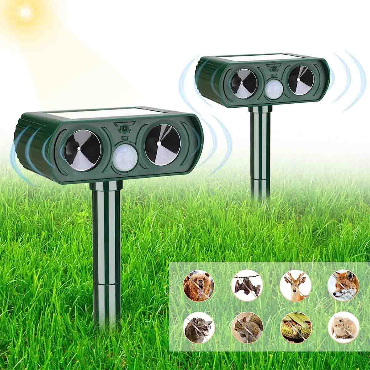 2 Pack Ultrasonic Animal Repeller Outdoor Solar Ultrasonic Repellent