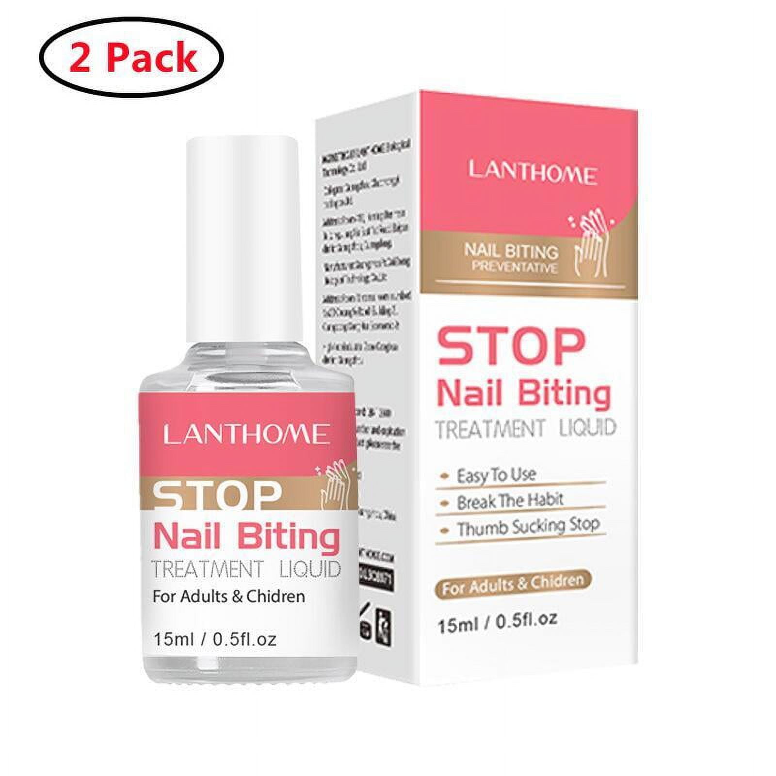 2 PACK Stop Nail Biting Treatment Clear, BitterTasting Nail Polish