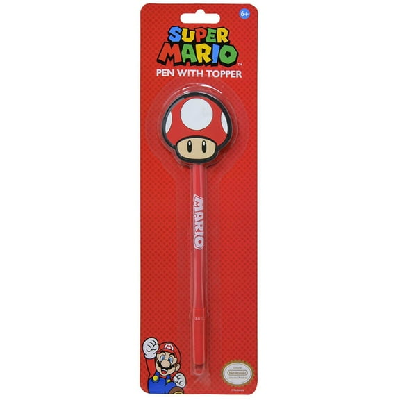 2 PACK Super Mario Pen With Shaped Topper on Card