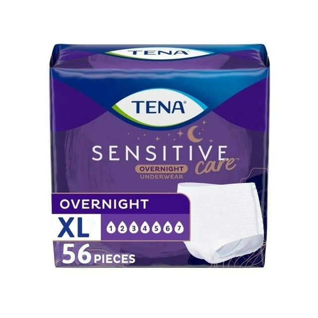 (2 PACK) Tena Sensitive Care Overnight Incontinence Underwear for Women Extra Large, 56 Count (New Sizing)