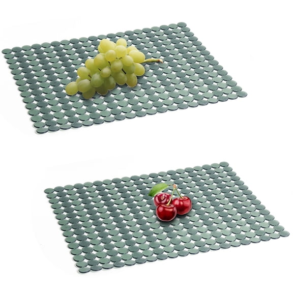2 PACK Textured Pebble Sink Mat/protector, Adjustable Kitchen Home Sink Pad, 15.7 in X 11.8 in , Black (Dark Green)