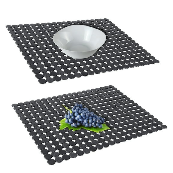 2 PACK Textured Pebble Sink Mat/protector, Adjustable Kitchen Home Sink Pad, 15.7 in X 11.8 in , Black
