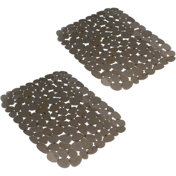 2 Pack Pebble Sink Mat for Stainless Steel/Ceramic Sinks,Adjustable PVC Sink Protectors Mats , Dish Drying Mat , 15.7 x 11.8 inch, Brown