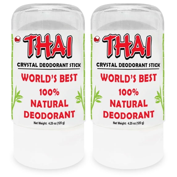 2-PACK Thai Deodorant Stones - Clinically Tested - Crafted in USA - Dermatologist Approved Natural Crystal Salt Odor Protection for Men, Women & Teens