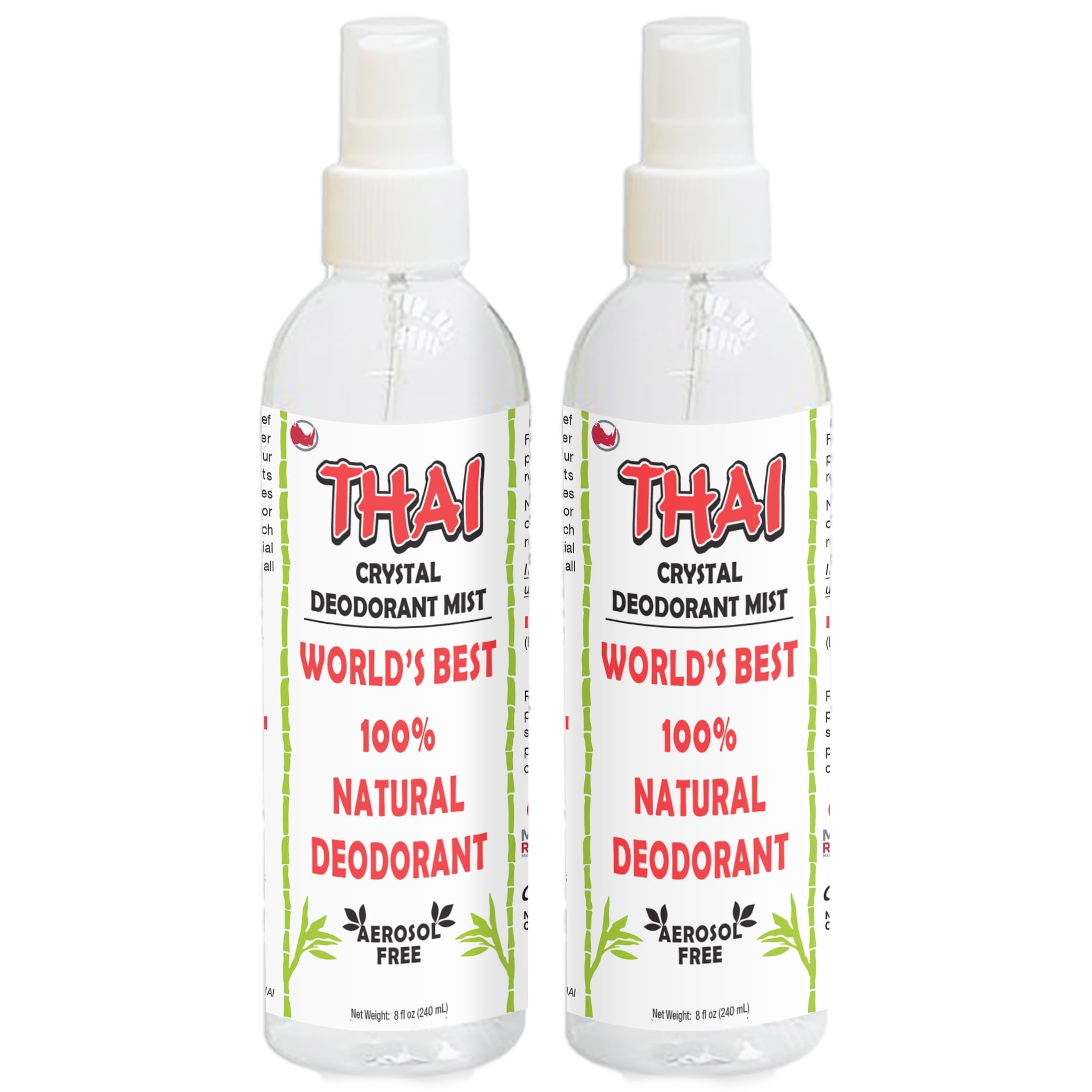 2-PACK Thai Deodorant Spray - Clinically Tested - Made in USA - Whole Body Natural Crystal Salt Deodorant Spray for Women Men & Teens, (8 Oz)