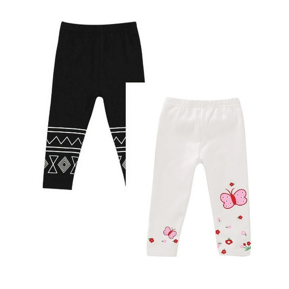 2 PACK Toddler Girls Geometric Butterfly Pattern Lower Leggings