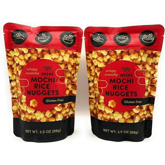 2 PACK Trader Joe's Crispy, Crunchy Mini Mochi Rice Nuggets 3.5 OZ EACH