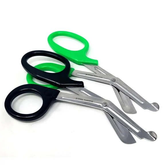 2 PACK Trauma Shears 7.25" - Bandage Scissors for Nurses, Non-stick Blades Stainless Steel Emergency Scissors Nursing EMT Students - Black + Green