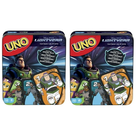 2-PACK - UNO Lightyear Card Game in Storage Tin, Movie-Themed Deck