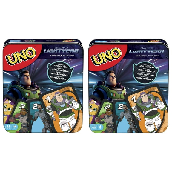 2-PACK - UNO Lightyear Card Game in Storage Tin, Movie-Themed Deck