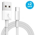thumbnail image 1 of 2-PACK USB to USB-C Cable Charging Cord Data Transfer & Sync Compatible With USB-C Devices, Universal, White, 3FT (Doesn't work with iPhones), 1 of 5