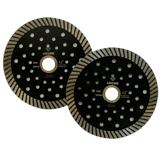 (2 PACK) VORTEX DIAMOND VPCS 4-1/2 inch Stone Cutting Premium Turbo Continuous Rim Diamond Blades for Granite