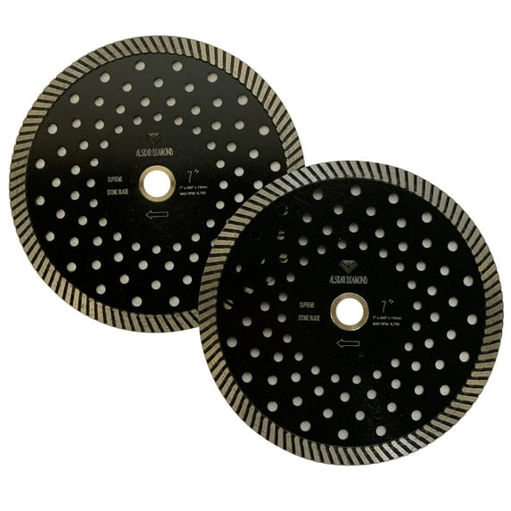 (2 PACK) VORTEX DIAMOND VPCS 7 inch Stone Cutting Premium Turbo Continuous Rim Diamond Blades for Granite