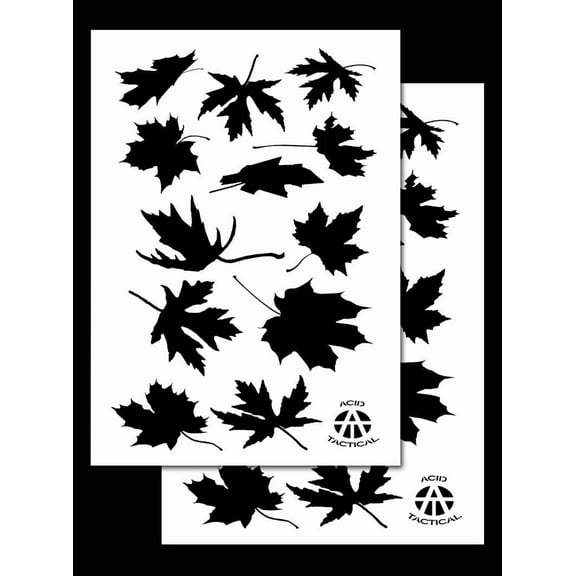 2 PACK Vinyl Airbrush Camo Stencils Camouflage for DIY Paint Projects 14" (Leafy Maple)