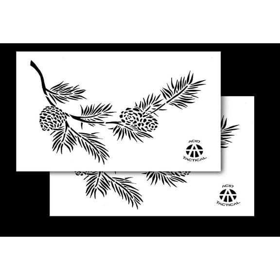 2 PACK Vinyl Airbrush Camo Stencils Camouflage for Duracoat 14" (Pine Branch)