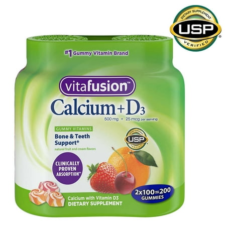 2 PACK | Vitafusion Calcium 500mg Dietary Supplement Adult Vitamin Gummies 2-100 ct Bottles