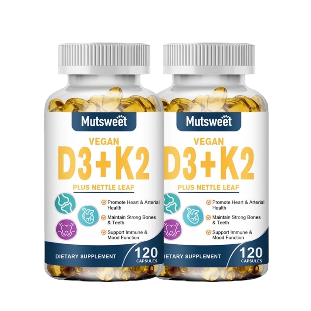 (2 Pack)Vitamin D3 + K2 Supplement -Vitamin D3 & 100 mcg Vitamin K2 MK-7, Dietary Supplement for Bone, Teeth, Muscle and Immune Support, 240 Softgels