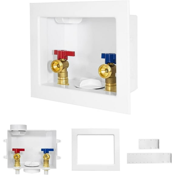 2-PACK Washing Machine Outlet Box, Laundry Washer Box with Central and Side Drain Design(1/2" Connection Inlet X 3/4" Outlet)(2Pack)