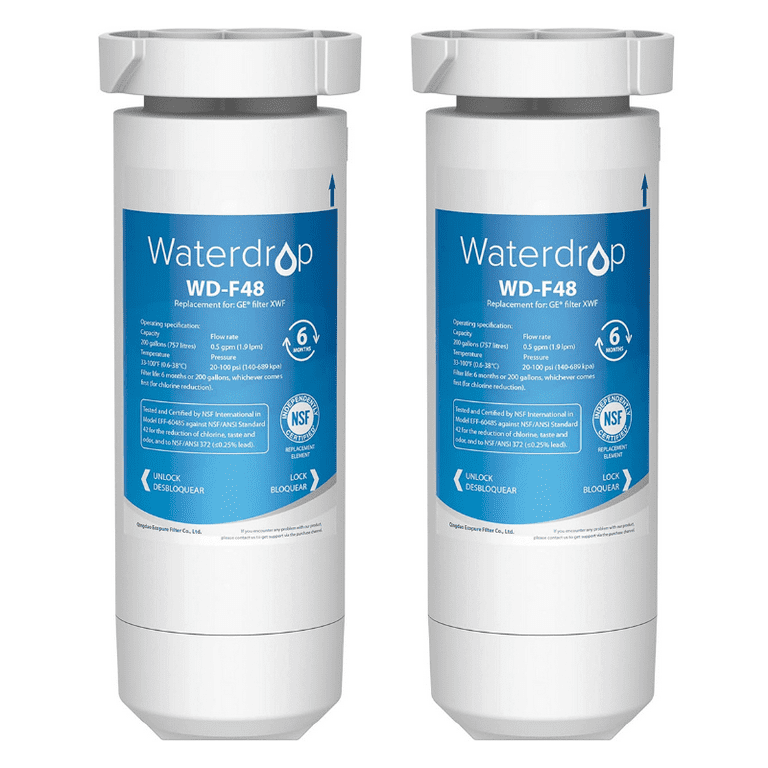 WD-XWF Refrigerator Water Filter, Replacement for GE XWF (WR17X30702) NSF  42 Certified, 3 Filters (Package may vary)