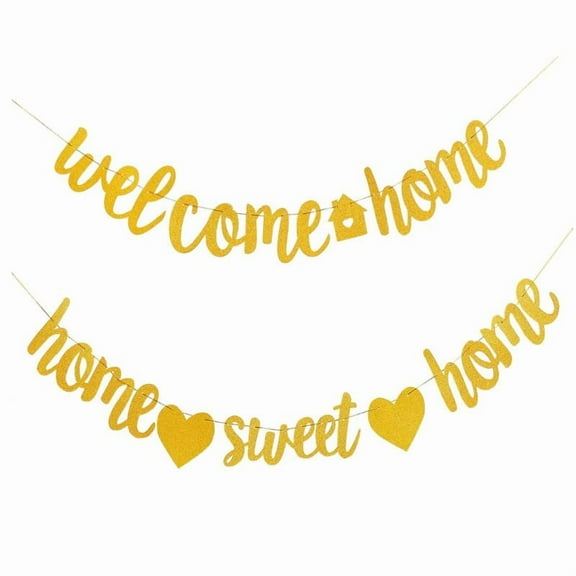 2 PACK Welcome Home Banner and Home Sweet Home Banner Flash Party Decorations,Home Party Sign Decors Family Party Housewarming Banner for Family Theme Party Supplies Decorations