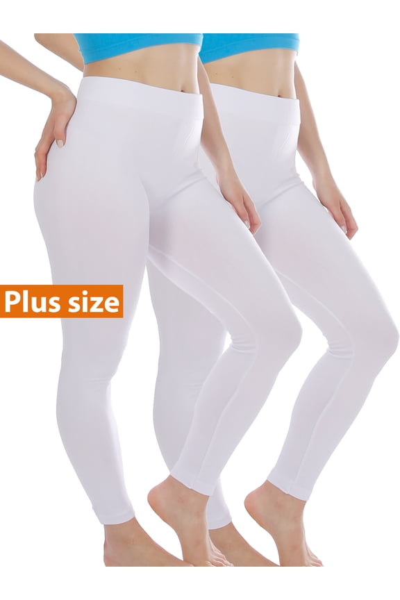 2-Pack Women Fleece Lined Warm Full Length Legging Thermal leggings Pants One Size Plus 1X/2X/3X