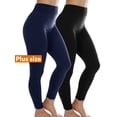 thumbnail image 1 of 2-Pack Women Fleece Lined Warm Full Length Legging Thermal leggings Pants One Size Plus 1X/2X/3X, 1 of 7