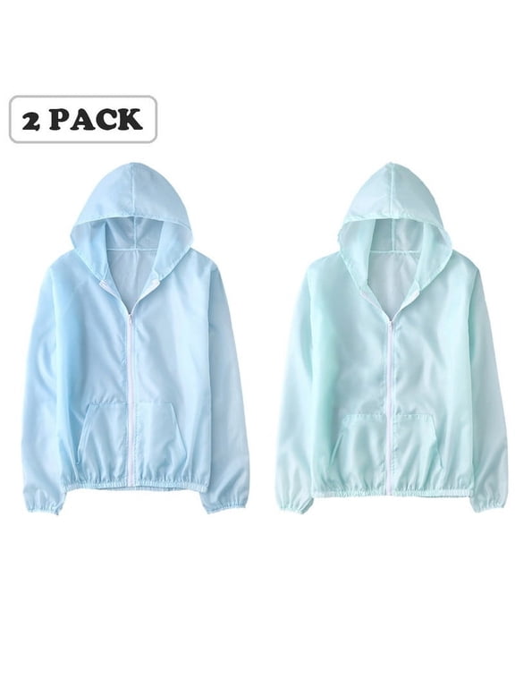 2 PACK Women's Sun Protection Clothing Zip Up Lightweight Hoodie Hiking Sun Shirt,Ultra-Thin, Breathable And Quick-Drying Outdoor Sun Protection Jacket,Suitable For Weight 60-90kg