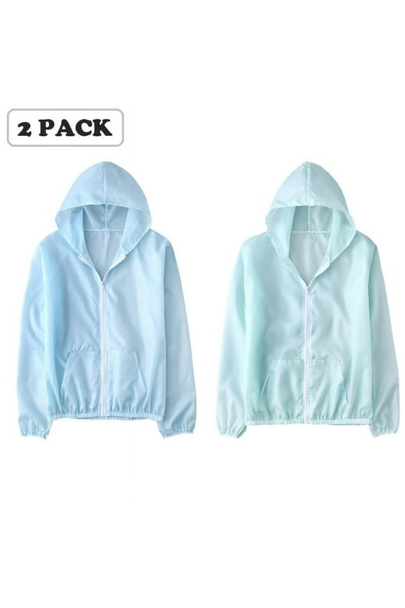 2 PACK Women's Sun Protection Clothing Zip Up Lightweight Hoodie Hiking Sun Shirt,Ultra-Thin, Breathable And Quick-Drying Outdoor Sun Protection Jacket,Suitable For Weight 60-90kg