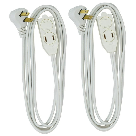 2-PACK - Woods 16/2 White - 3' Slimline Extension Cord (2235)