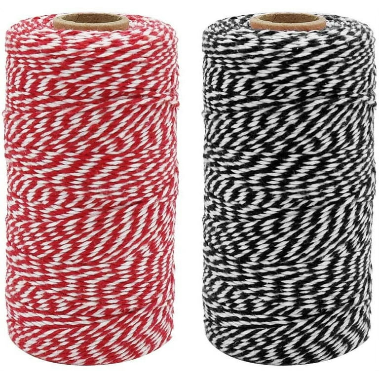 2 PACKS Bakers Twine, 656 Feet 2mm Striped Cotton Twine Ribbon for  Valentine's Day Gift Wrapping, Baking, Crafting and Festival Decoration  (328 Feet/Roll) 
