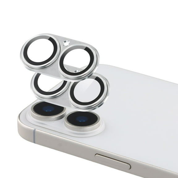 2-PACKS Camera Lens Protector For iPhone 17 2025, ELEHOLD Metal Alloy Tempered Glass HD Camera Lens Protector,Silver
