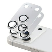 2-PACKS Camera Lens Protector For iPhone 17 Pro 2025, ELEHOLD Metal Alloy Tempered Glass HD Camera Lens Protector,Silver