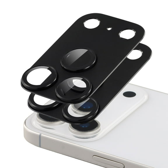 2-PACKS Camera Lens Protector For iPhone 17 Pro Max 2025, ELEHOLD Metal Alloy Tempered Glass HD Camera Lens Protector,Black