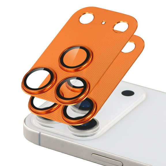 2-PACKS Camera Lens Protector For iPhone 17 Pro Max 2025, ELEHOLD Metal Alloy Tempered Glass HD Camera Lens Protector,Orange