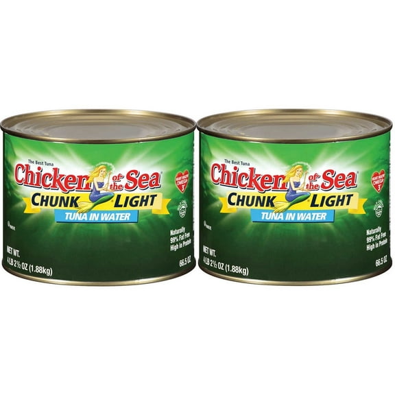 2 PACKS Chicken of the Sea Chunk Light Tuna in Water, Food Service Pack, 66.5 oz