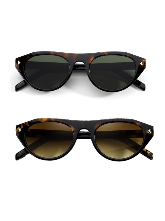 2-PACKS HYCHIC Oval Cat Eye Sunglasses for Women, Trendy Retro Cateye Frame, UV400 Protection, Lightweight Fashion Shades Perfect for Travel, Driving, Beach & Daily Wear SG2230-2P