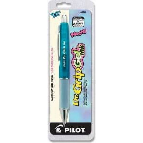 2 PACKS: Pilot Dr. Grip Gel Ink Rolling Ball Pens, Fine Point, Electric Blue Neon Barrel, Black Ink, 1-Count, (36260)