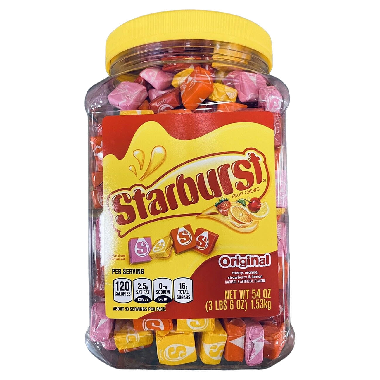 2 PACKS Starburst Original Fruit Chews 54 oz Jars Cherry Orange Strawberry Lemon