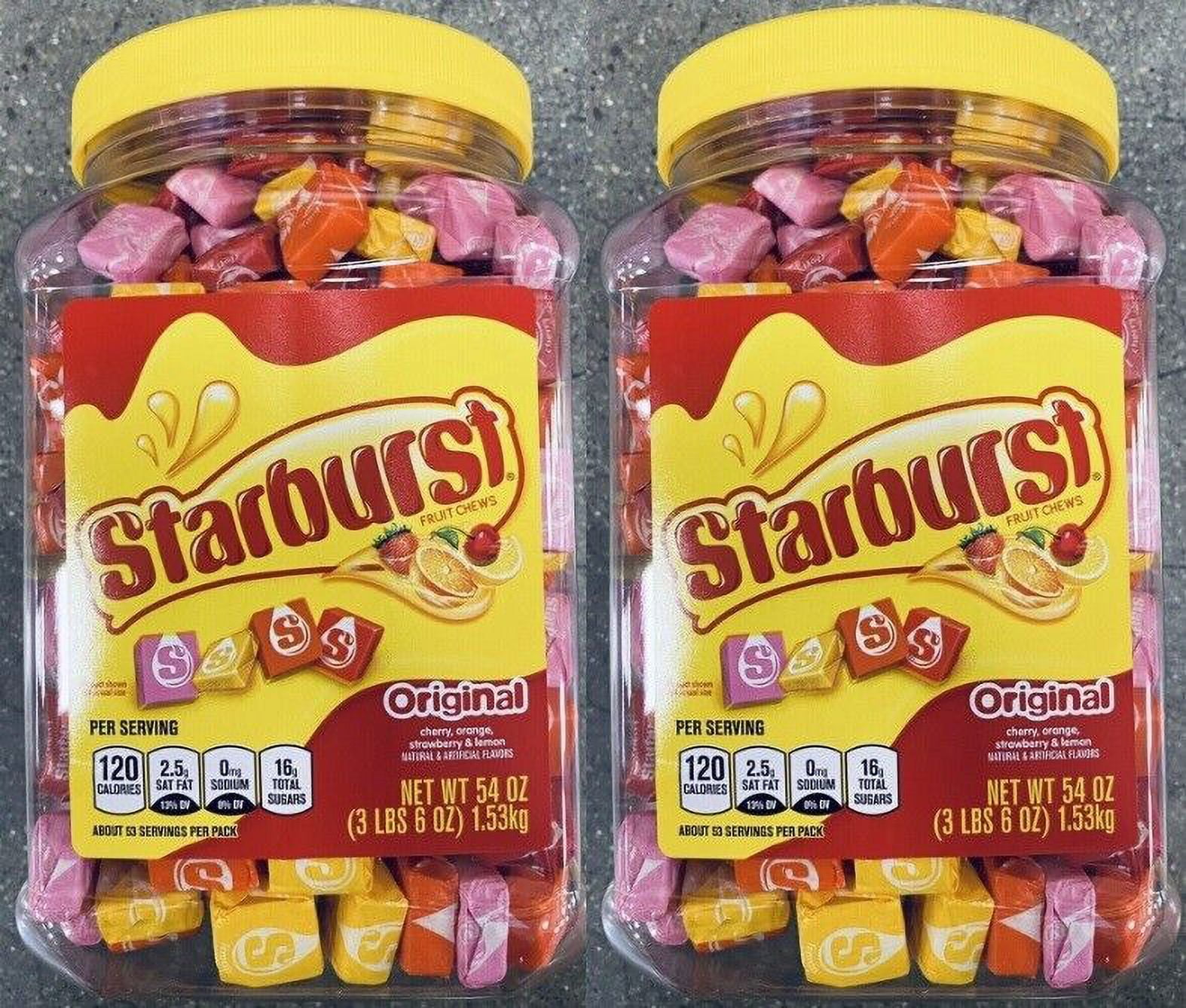 2 PACKS Starburst Original Fruit Chews 54 oz Jars Cherry Orange