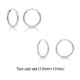 thumbnail image 1 of 2 PAIR SET! Tilo Jewelry 14K White Gold Endless Hoop Earrings, 1mm Tube (10mm, 12mm) Women, Men & Unisex, 1 of 10