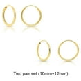 thumbnail image 1 of 2 PAIR SET! Tilo Jewelry 14K Yellow Gold Endless Hoop Earrings, 1mm Tube (10mm, 12mm) Women, Men & Unisex, 1 of 10