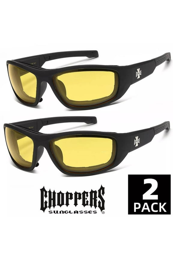 2 PAIRS Choppers Padded Wind Resistant Driving Sunglasses Motorcycle