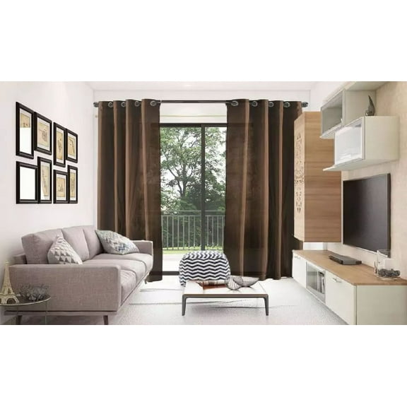 2 Pieces Silky Drapes Light filtering with grommets solid colors 84 inch long NG Coffee 95" Long x 110" total wide