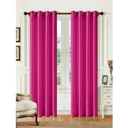 2 PANEL MIRA SOLID HOT PINK SEMI SHEER WINDOW FAUX SILK ANTIQUE BRONZE GROMMETS CURTAIN DRAPES 55 WIDE X 84" LENGTH