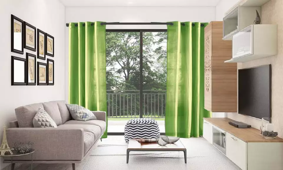 2 PANEL MIRA SOLID LIME GREEN SEMI SHEER WINDOW FAUX SILK ANTIQUE