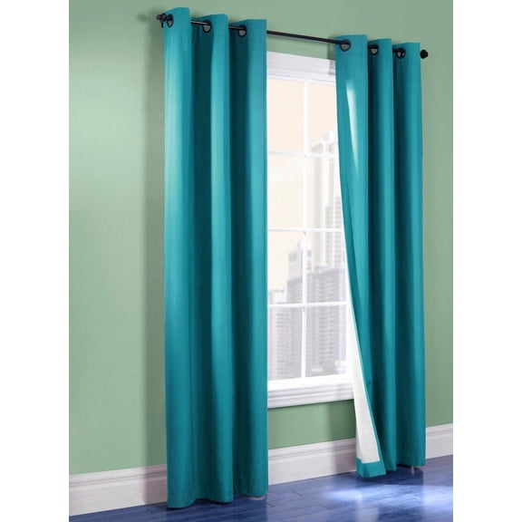 2 PANELS GROMMET FAUX SILK WINDOW CURTAINS DRAPE FOAM LINED BLACKOUT THERMAL 95"