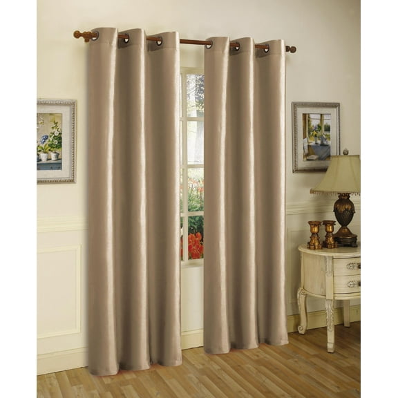 2 PANELS GROMMET FAUX SILK WINDOW CURTAINS DRAPE FOAM LINED BLACKOUT THERMAL 95"