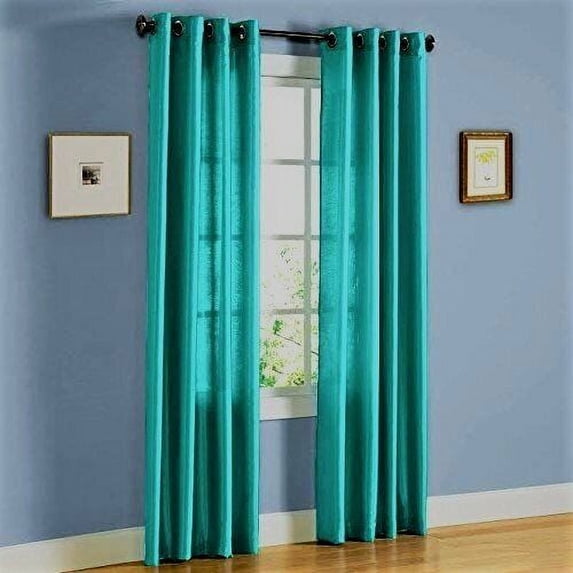 2 PANELS MIRA GROMMET FAUX SILK WINDOW CURTAINS DRAPE SEMI SHEER 55" WIDTH