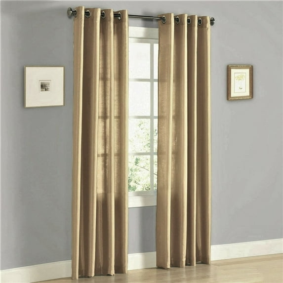 2 PANELS MIRA GROMMET FAUX SILK WINDOW CURTAINS DRAPE SEMI SHEER 55" WIDTH