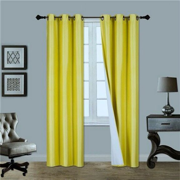 2 PANELS SILK BLACKOUT THERMAL GROMMET FOAM LINED WINDOW CURTAIN DRAPE BLA#